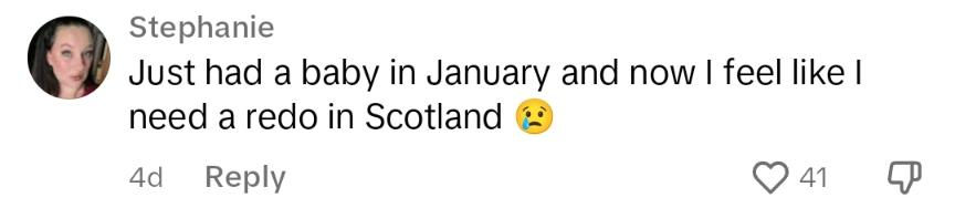 Comment on TikTok about Scottish baby box