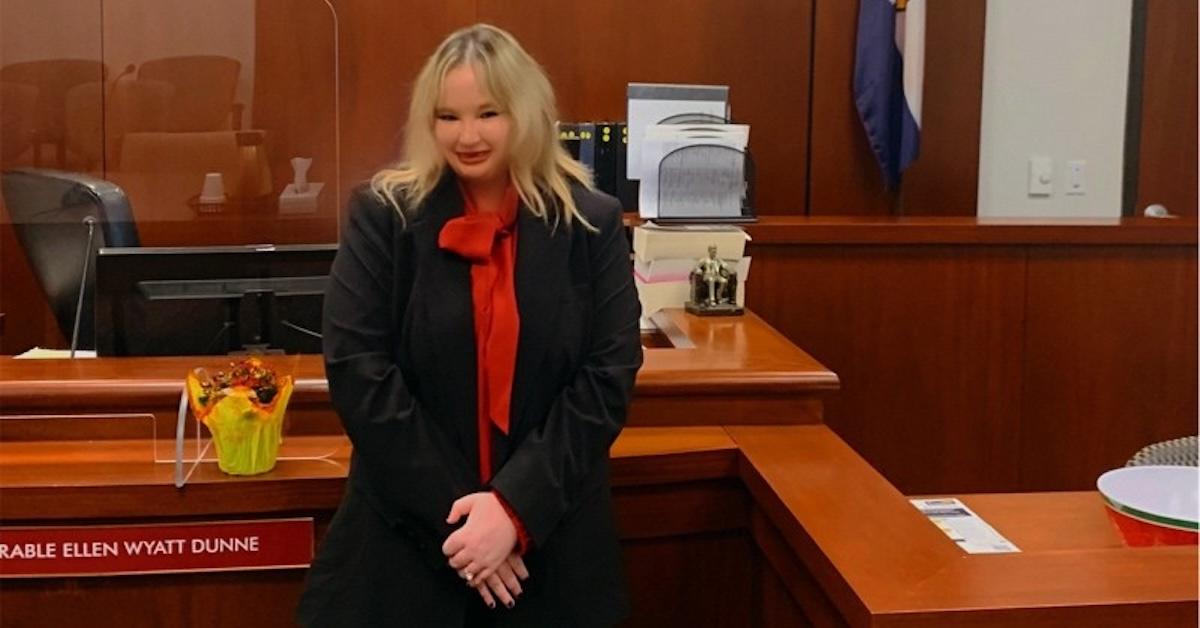 Kennedy Womack standing in a courtroom