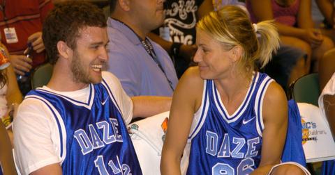 Justin Timberlake and Cameron Diaz at *NSYNC's Challenge for the Children VI - Day 3 - Basketball Game