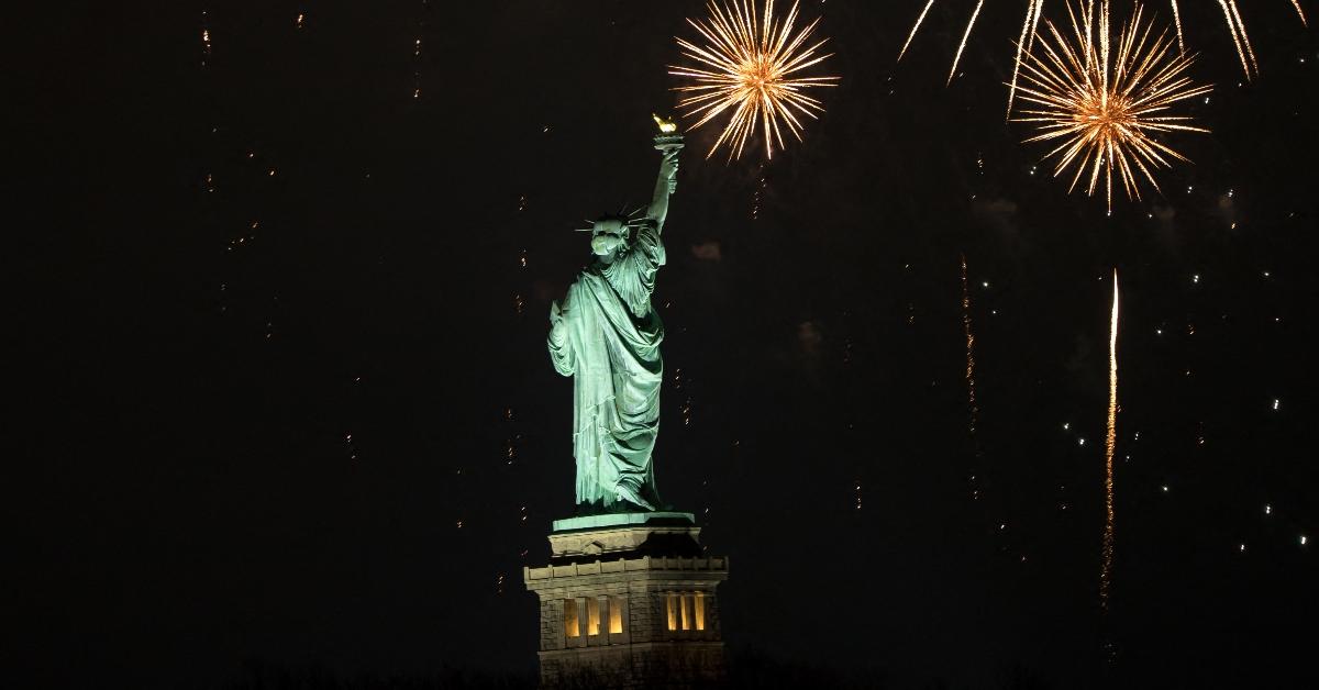 Fireworks over the Statue of Liberty