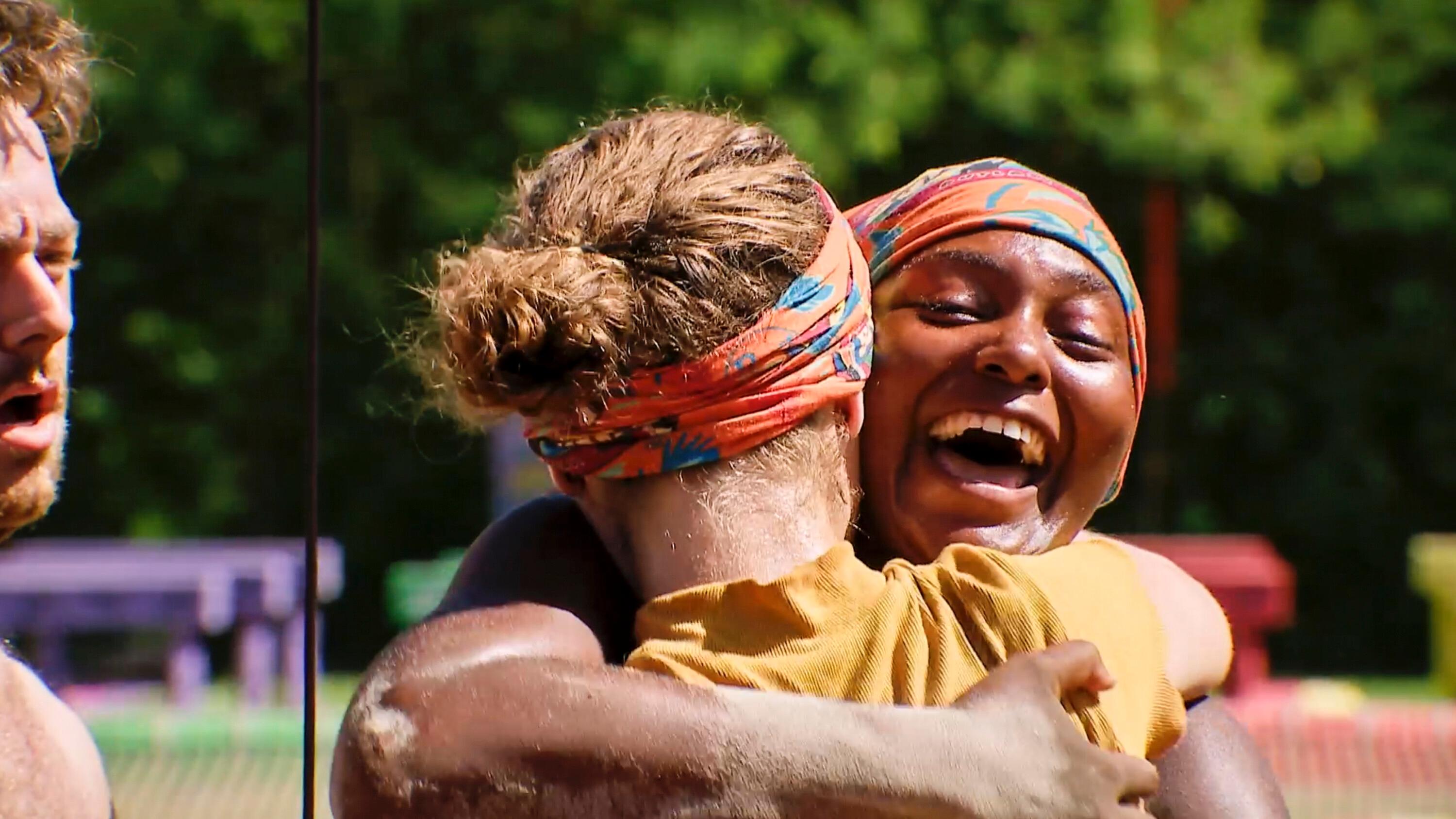 Katurah and Emily hugging each other on 'Survivor 45'