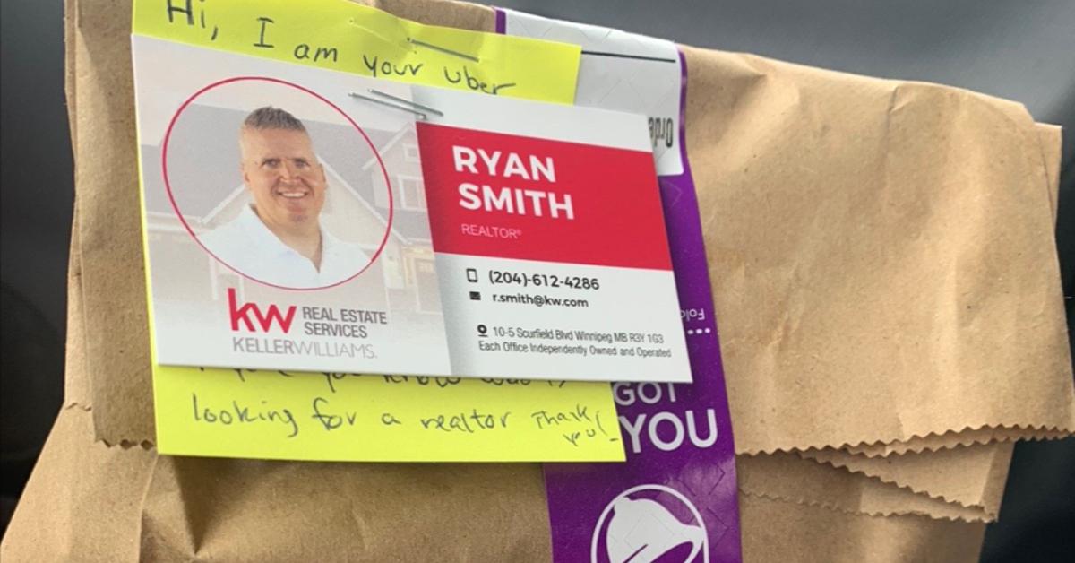 Realtor Puts Business Cards on Uber Eats Orders He Delivers