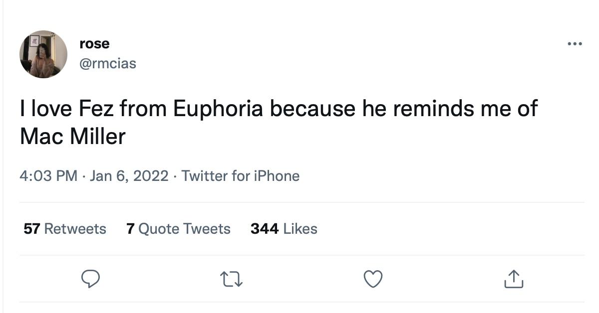 A tweet about Fez (Angus Cloud) in 'Euphoria' 