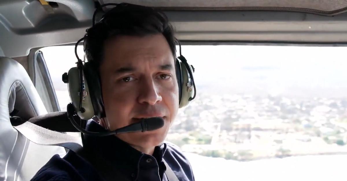 Tom Llamas reporting for NBC News via a helicopter.