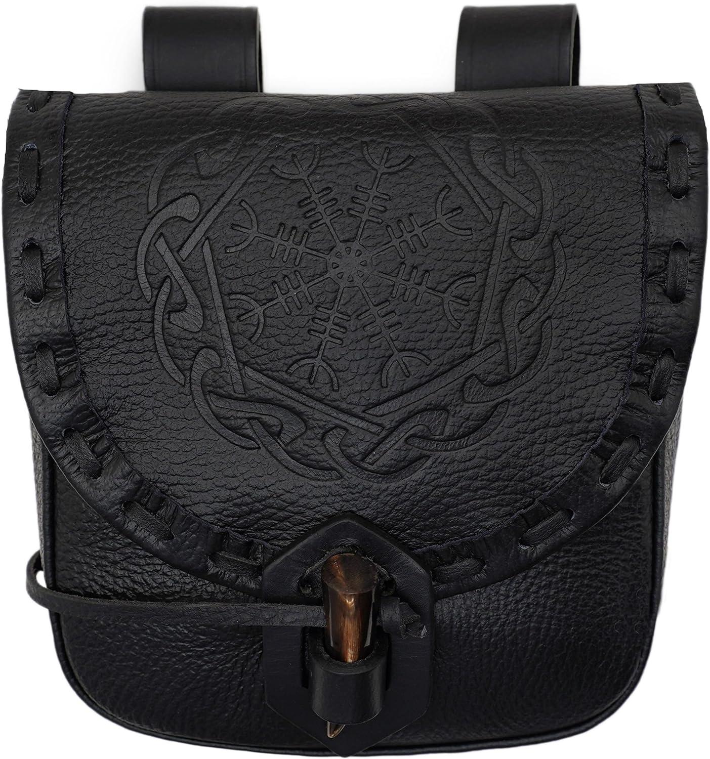 A black leather adventurer's bag