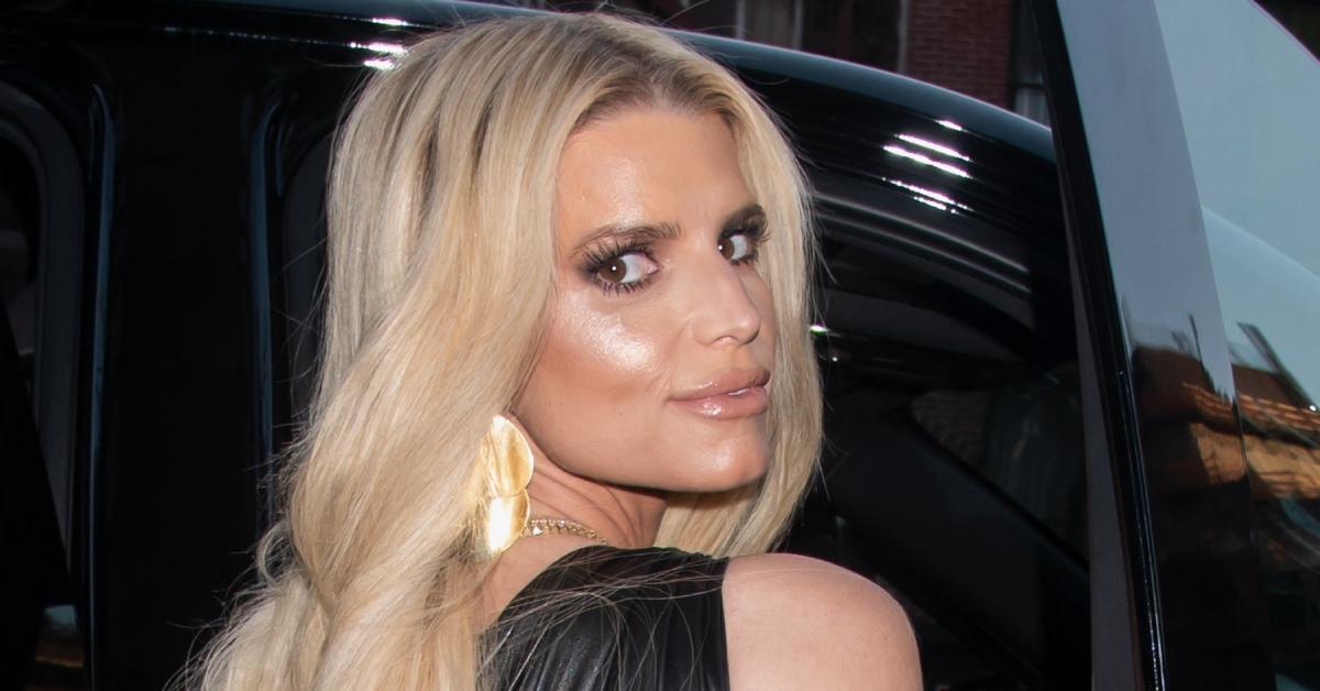 Jessica Simpson getting into a car in 2023.