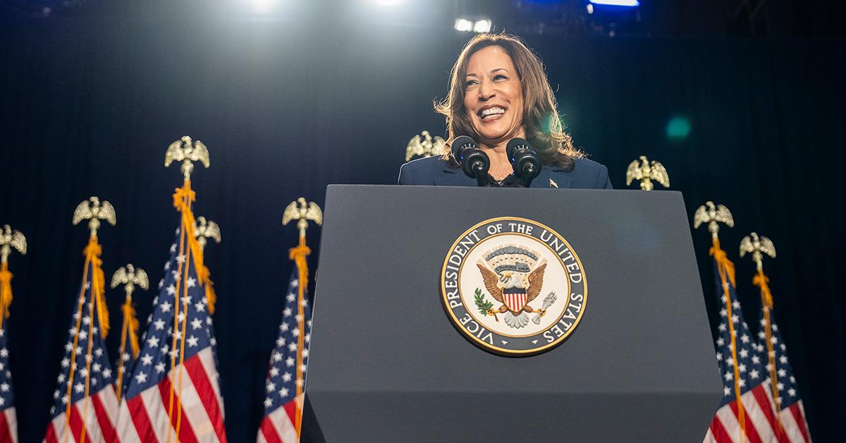 Kamala Harris at a campaign event in Wisconsin. 