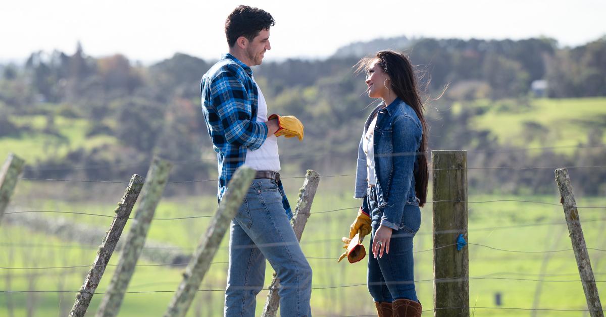 Devin and Jenn chat during the farm group date on 'The Bachelorette.'