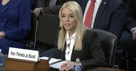 Pam Bondi during her confirmation hearing for attorney general on Jan. 15, 2025.