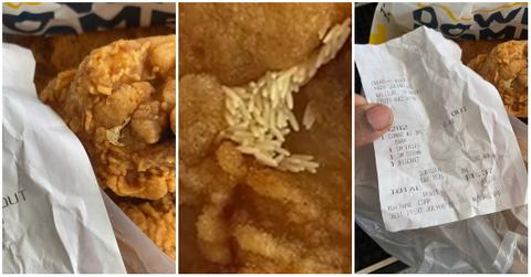 (l-r): fly eggs on Church's Chicken