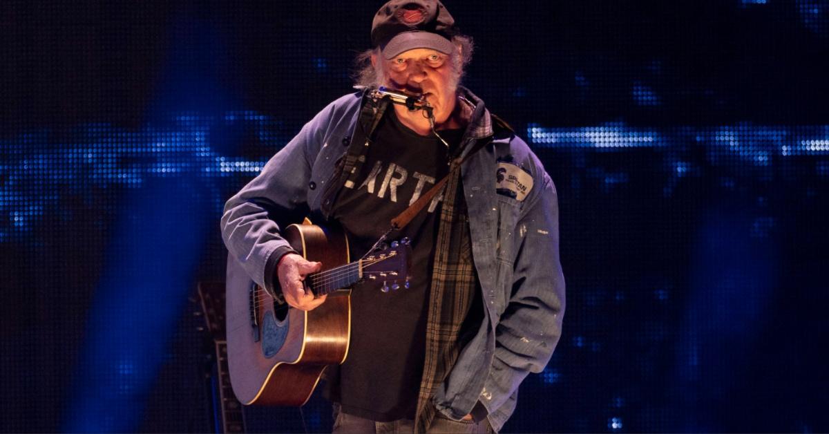 Neil Young performs at Farm Aid 2023. 