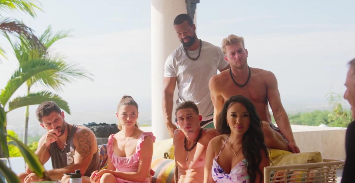 Kaitlin and Vanessa with some of the single men on Temptation Island