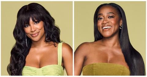 Jordan Emanuel and Jasmine Ellis Cooper wear green dresses for their official 'Summer House: MV' Season 2 portraits.