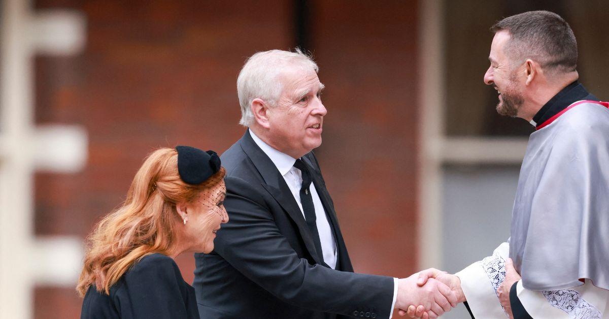 Prince Andrew at the funeral for the Duchess of Kent in 2024.