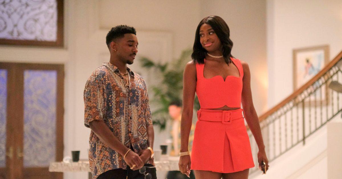 (l-r): Jordan B. Jones as Jazz and Coco Jones as Hilary Banks 'Bel-Air' Season 1.