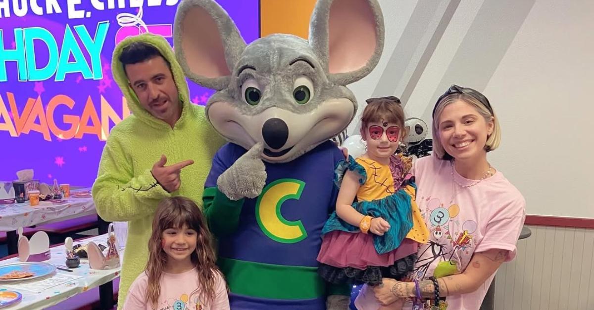 Christina Perri with her ex and daughters at a Chuck E. Cheese.