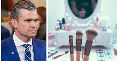 (L-R): Pete Hegseth; makeup vanity