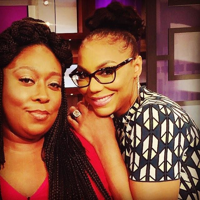 (l-r): Loni Love and Tamar Braxton on the set of 'The Real' 