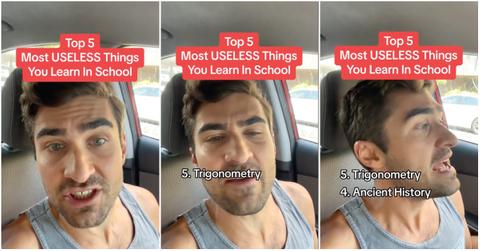 TikToker shares top five useless things you learn in school.