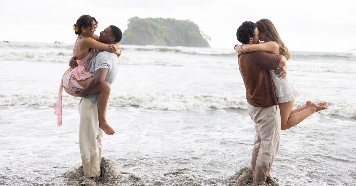 Alexe, Andrew, Spencer, and Jess on the beach on Bachelor in Paradise.