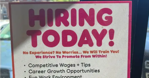 Dunkin' Donuts hiring sign