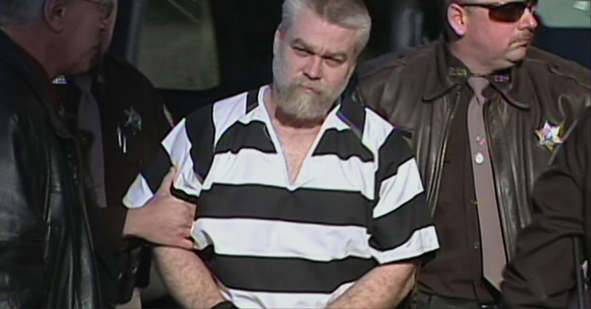 Steven Avery is escorted by the authorities.