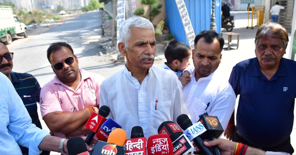 Ashok Rana speaks to the press. 