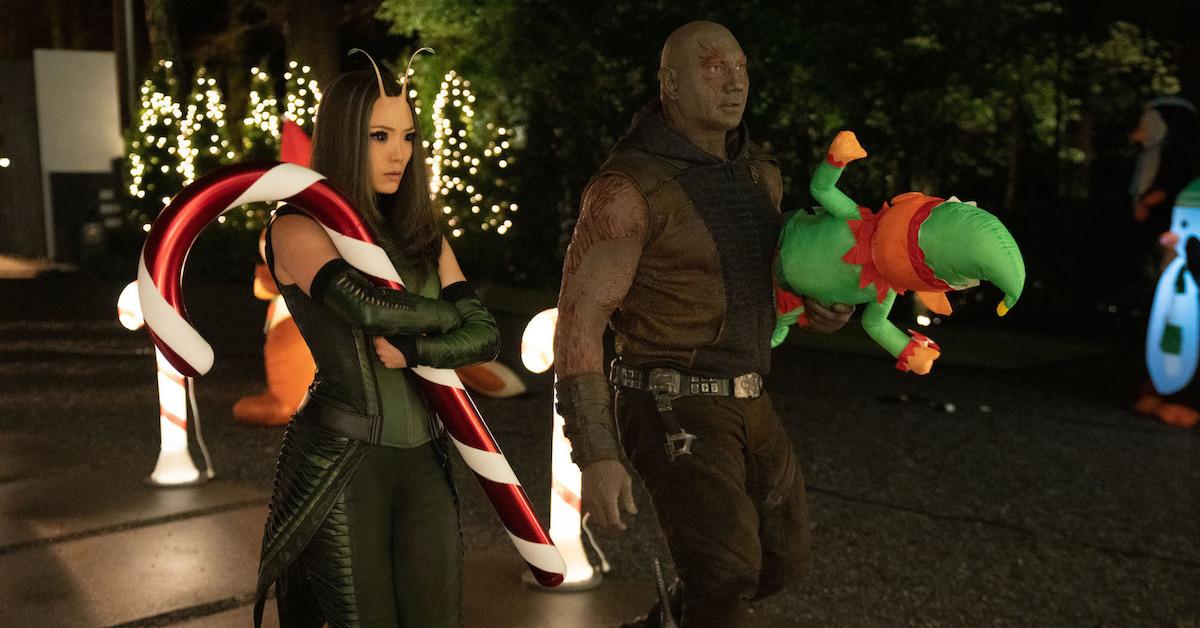 Pom Klementieff as Mantis and Dave Bautista as Drax