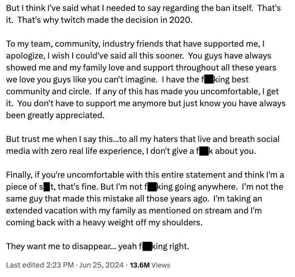 dr disrespect comment twitch ban