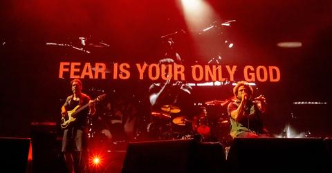 Rage Against the Machine performing in New York City.