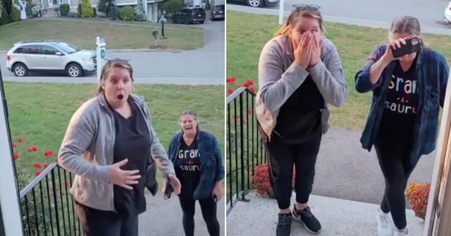 A family surprises their in-laws by moving in down the street from them