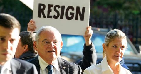 Senator Bob Menendez and Nadine Arslanian arriving at court in September 2023