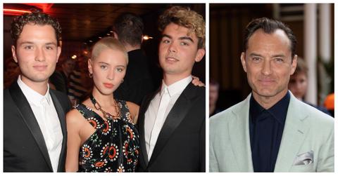 Jude Law and three of his children: Iris, Raff, and Rudy