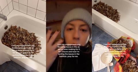 woman lost her engagement ring raking leaves