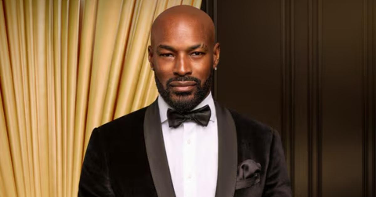 Tyson Beckford in a black suit for 'King's Court' promo.