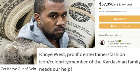 kanye west debt gofundme