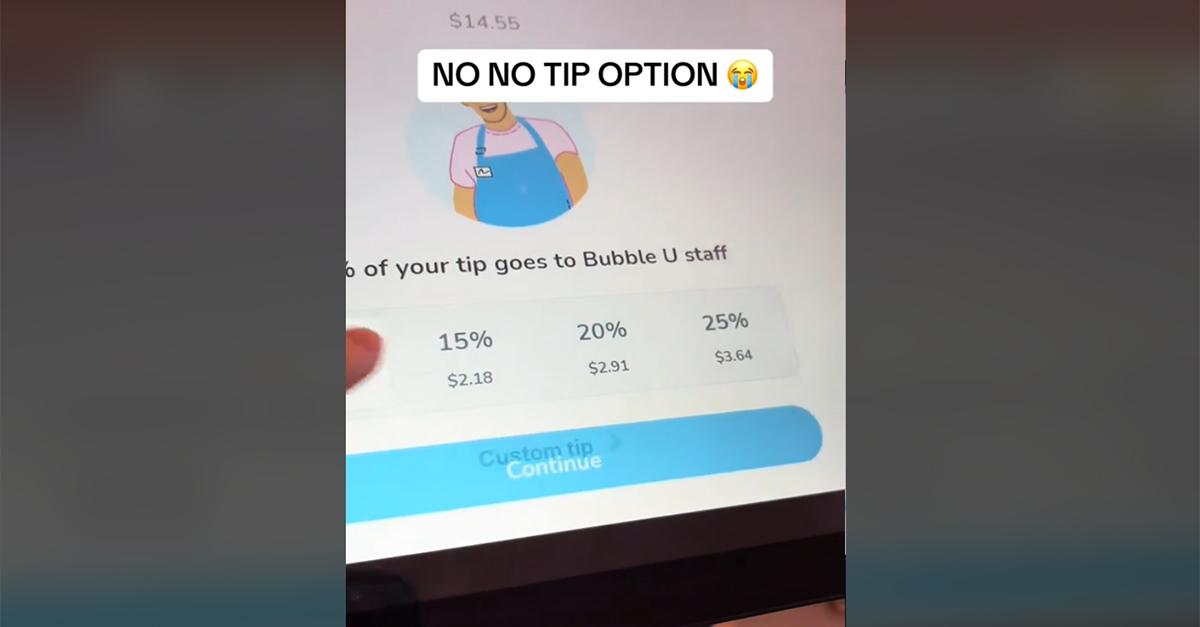 No "No Tip" option at kiosk TikTok