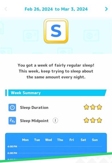 The sleep tracking menu in Pokémon Sleep.