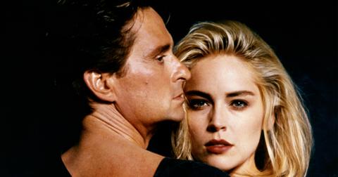 American actors Michael Douglas and Sharon Stone on the set of Basic Instinct directed by Dutch Paul Verhoeven. (Photo by Sunset Boulevard/Corbis via Getty Images)