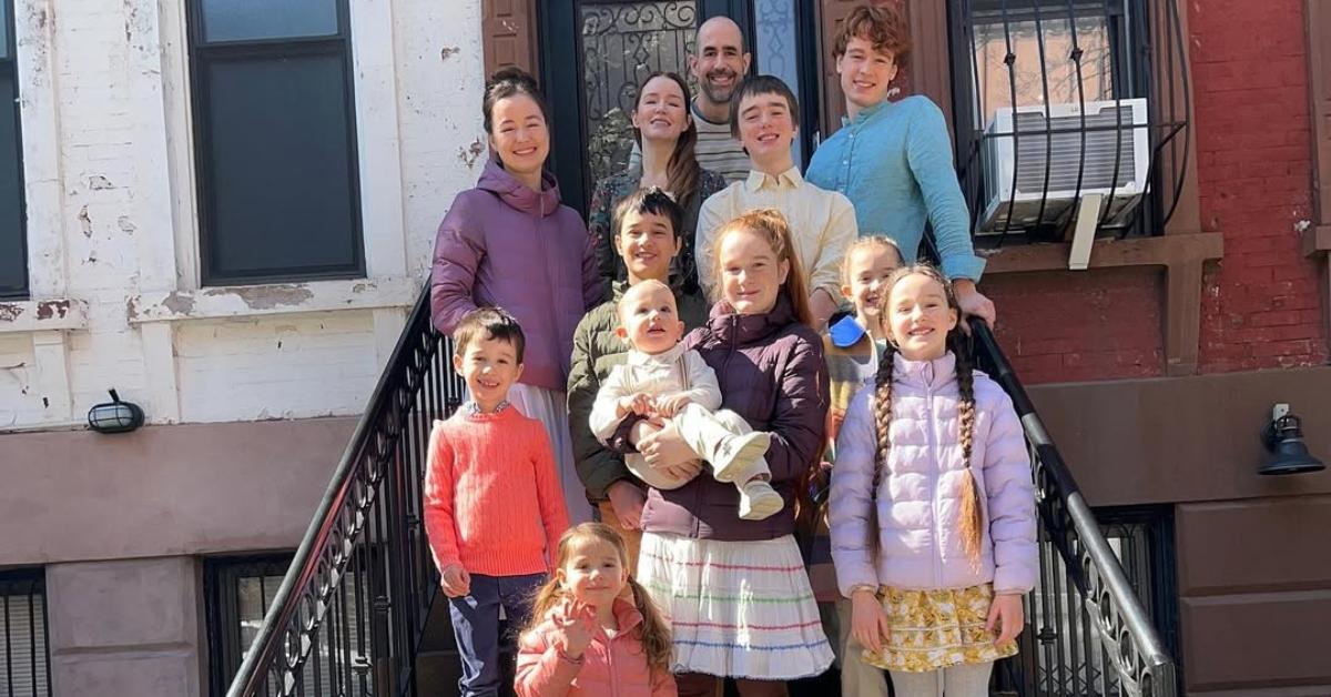 The de la Motte family on the steps of their home