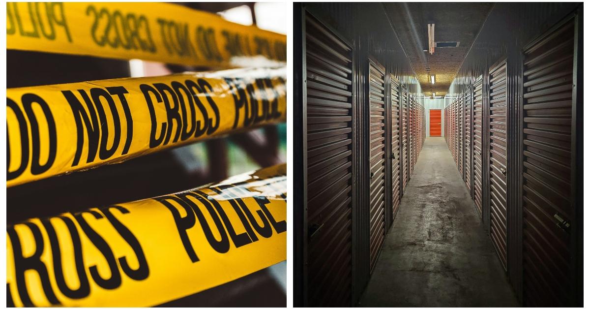 police tape; storage unit hallway