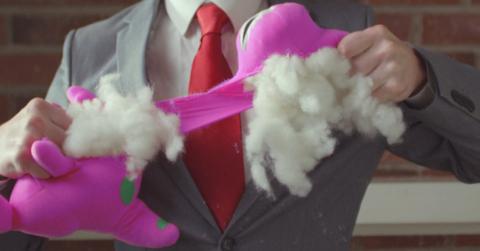 Barney the dinosaur in 'I Love You, You Hate Me'