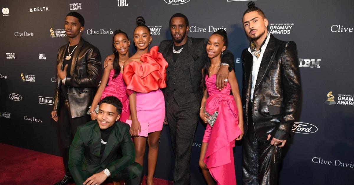 Christian Casey Combs, Jessie James Combs, Justin Dior Combs, Chance Combs, Sean "Diddy" Combs, D'Lila Star Combs, and Quincy Taylor Brown in January 2020