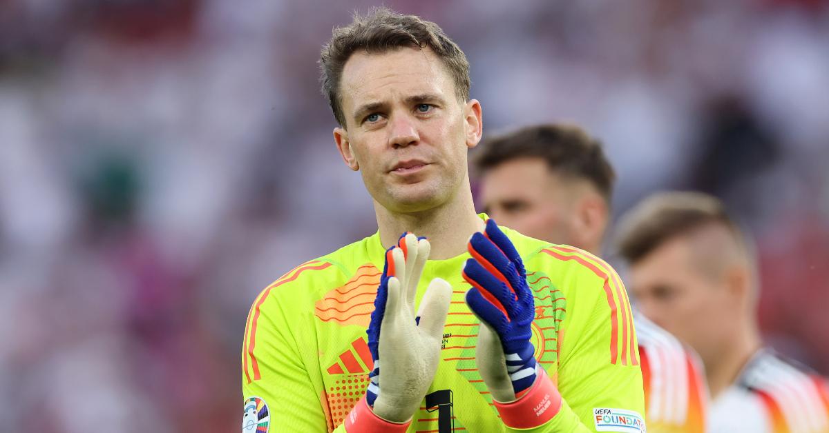 Manuel Neuer acknowledges the fans after Germany's defeat and elimination from EURO 2024 in the quarter-final match between Spain and Germany on July 5, 2024.