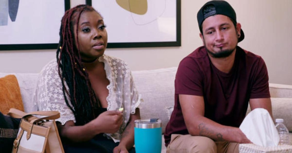 Ashley and Manuel from 90 Day Fiancé sit together on a therapy couch