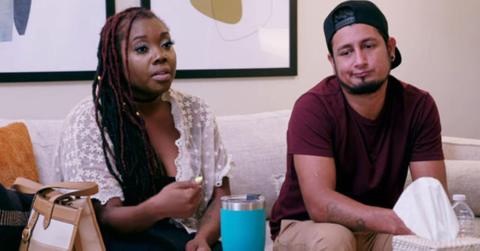 Ashley and Manuel from 90 Day Fiancé sit together on a therapy couch
