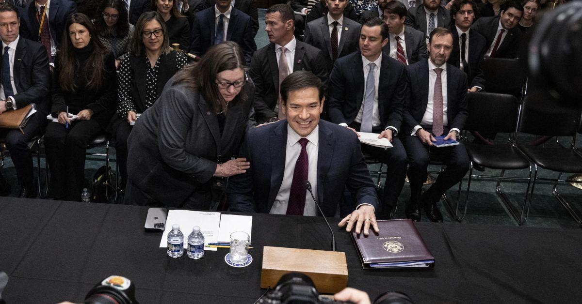 Marco Rubio after testimony on Capitol Hill. 