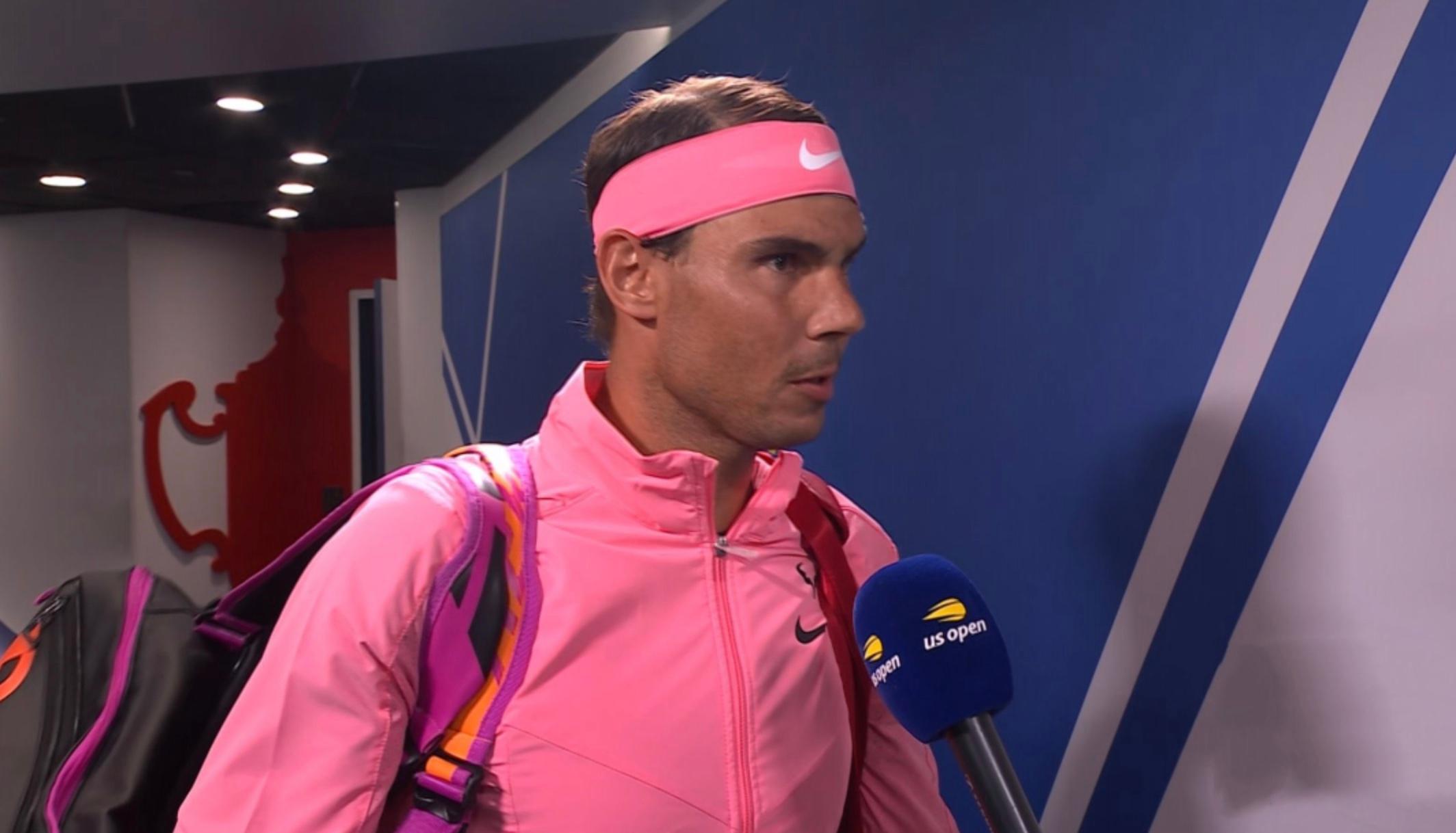 Rafael Nadal wears pink at the 2022 US Open.