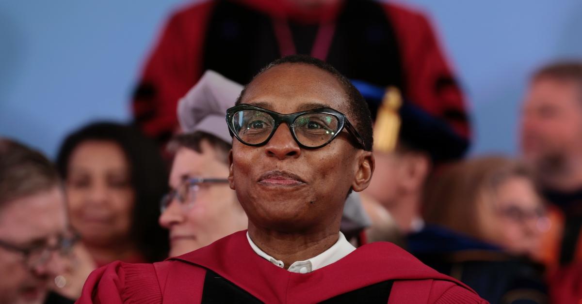 Claudine Gay seated during the 372nd Commencement at Harvard University.