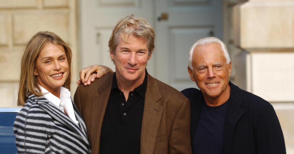 (l-r): Lauren Hutton, Richard Gere, and Giorgio Armani